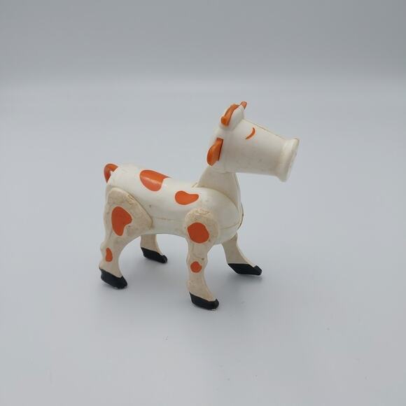 Vintage Fisher Price Little People‎ Spotted Brown White Cow Farm Barn - Picture 1 of 4